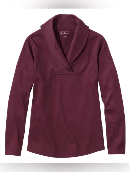 L.L. Bean Tops - Women’s L.L. Bean Intricate Shawl Collar Long Sleeve Pullover In Dark Plum